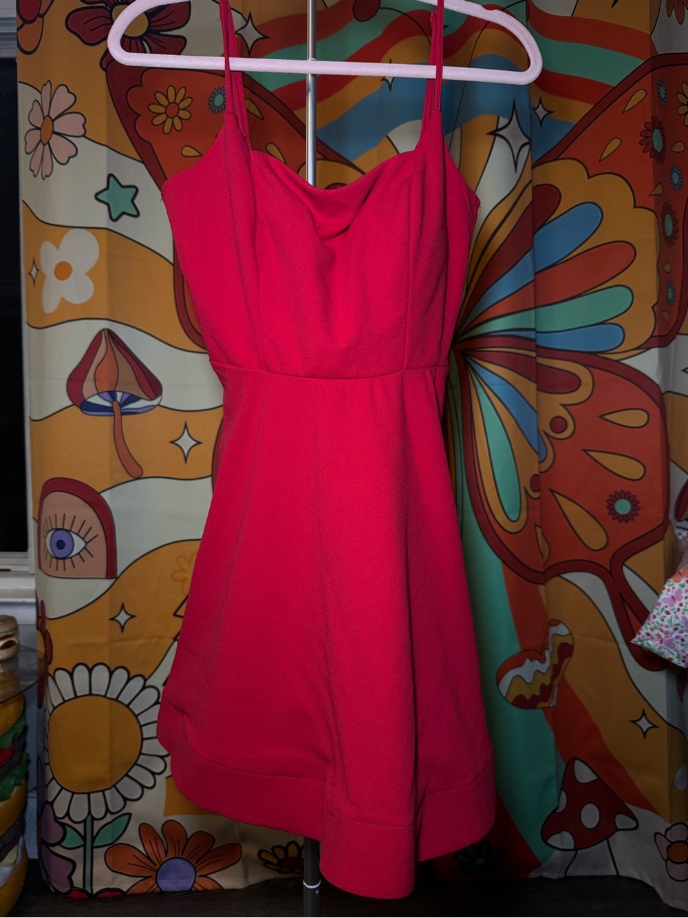 Women's Pink Spaghetti-Strap A-Line Dress